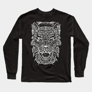 Tiger Tribal Tattoo Tiger With a Slightly Human Face Long Sleeve T-Shirt